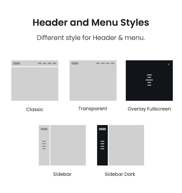 different style of header and menu